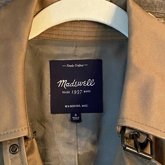 Madewell Crossweave Sweater Sleeve Tweed Trench Utility Jacket Olive XS - Picture 2 of 15